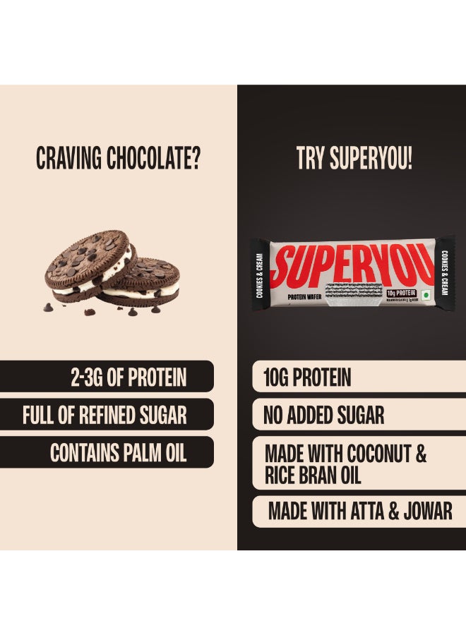 SuperYou Wafer Protein Bar-Cookies&Cream 40G (Pack of 10) - Image 3
