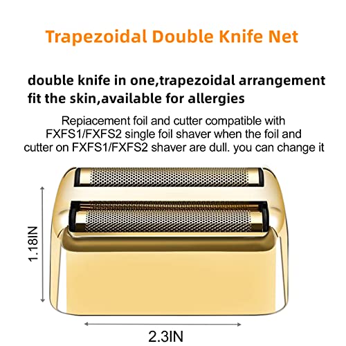 AIJALY 2 Pack Shaver Replacement Foil and Cutters Compatible with BaBylissPRO Double FXFS2 Metal Shaver foil Replacement,Golden - Image 2