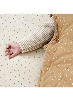 The Little Green Sheep Moses Basket Fitted Sheet Organic Linen And Cotton Blend Sheet Fits Most Moses Baskets 30X70Cm To 35X75Cm Honey With Rice Print  - Image 3