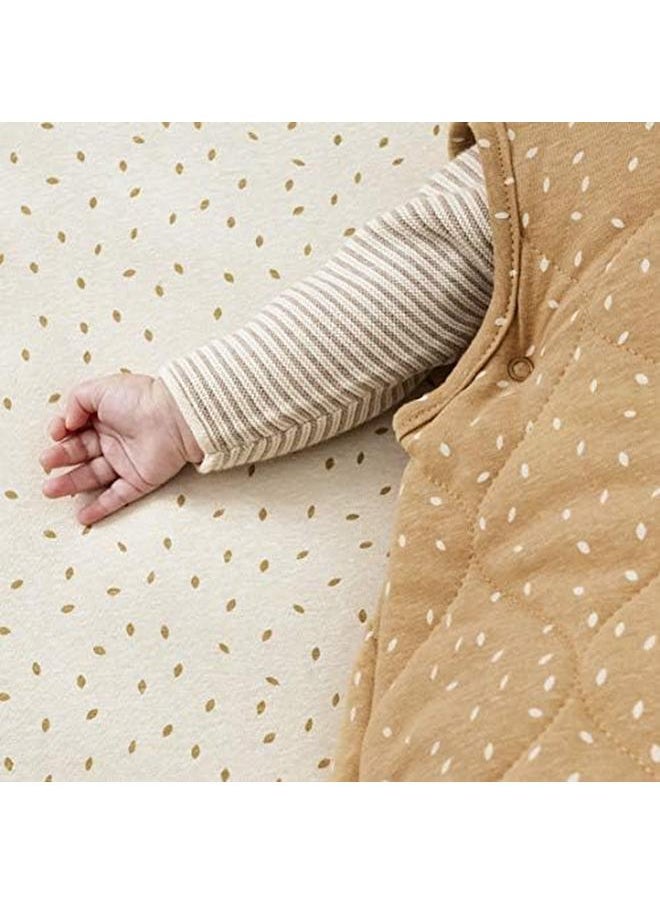 The Little Green Sheep - Moses Basket Fitted Sheet Organic Linen And Cotton Blend Sheet Fits Most Moses Baskets 30X70Cm To 35X75Cm Honey With Rice Print - Image 1