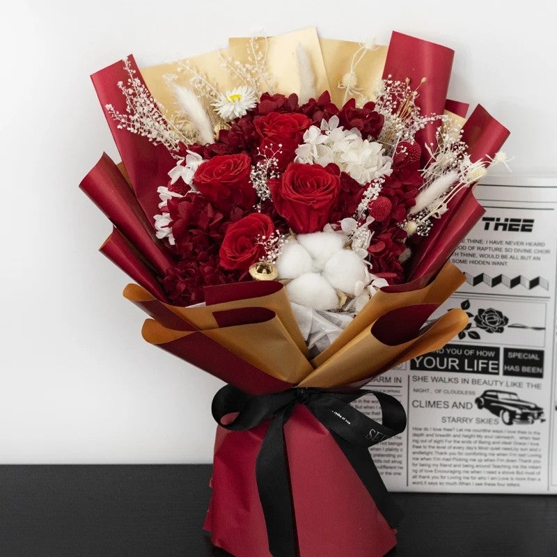 Bluejw Handmade Preserved Rose Flower Bouquet Valentine's Day Gift - Dried Plants Floral Arrangement in Gift Box - Image 2