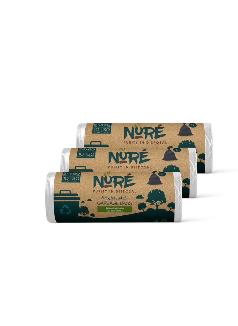 Nure Nure, Bio-Degradable Purity In Disposal Garbage Bag,10 Gallons , 30 Pcs, 54cmx60cm,Pack of 3  - Image 1
