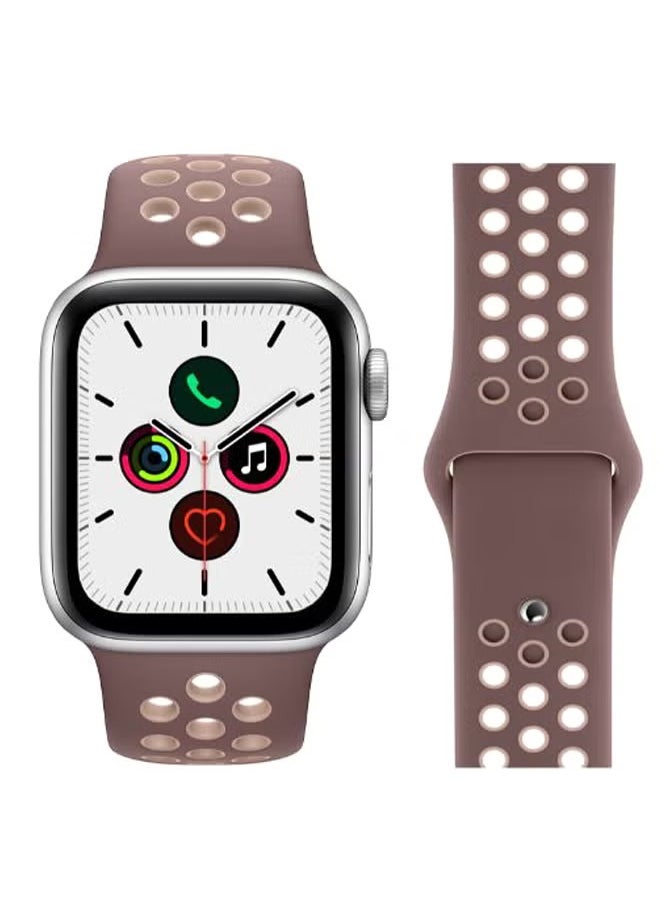 PROMASS - Dot Pattern Silicone Replacement Band For Apple iWatch Series 5/4/3/2/1 Smokey Mauve/Beige - Image 1