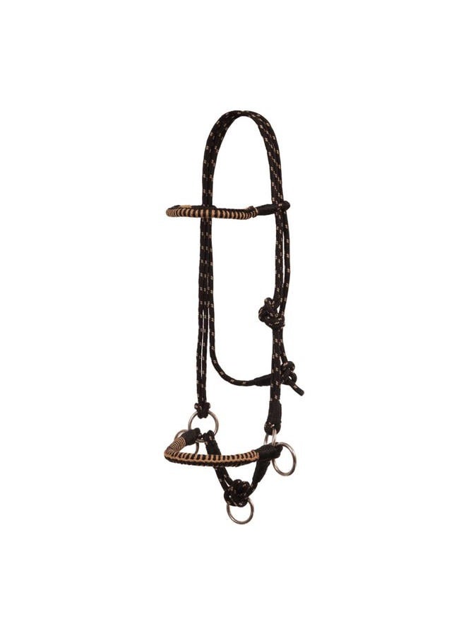 Mustang Side Pull Rope Halter with Braided Nose Bl
