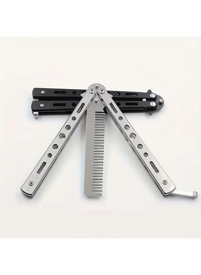 مشط فراشة قابل للطي من الفولاذ الأسود غير القابل للصدأ، متين بأسنان ناعمة لجميع أنواع الشعر - Image 4