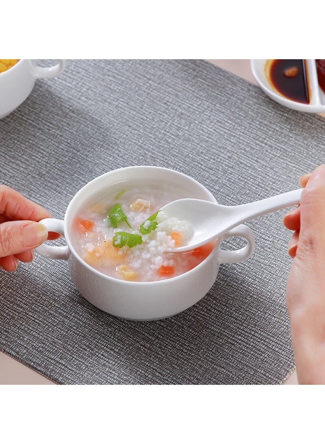 Sky Top Bowl Western Soup Cup Double-Eared Soup Bowl Ceramic Children'S Steamed Egg Bowl Bone China Pure White Hotel Household 4-Inch 2-Piece Set - Image 3