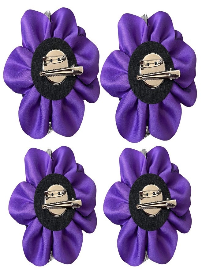 Sanrich Women's Brooches 4pcs Rose Flower Hair Clip Flamenco Dancer Pin up Mexican Hair Flowers Clips Hairpin Brooch Tea Party Hats Headpieces (purple) - Image 5