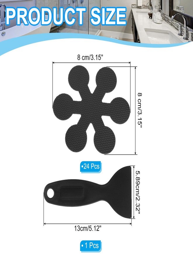 PATIKIL Bathtub Non Slip Stickers 3.15x3.15 Inch, 24 Pack Snowflake Safety Shower Floor Anti Slip Stickers with Adhesive Decals Scraper for Bath Tub Shower Floor Stair, Black - Image 2