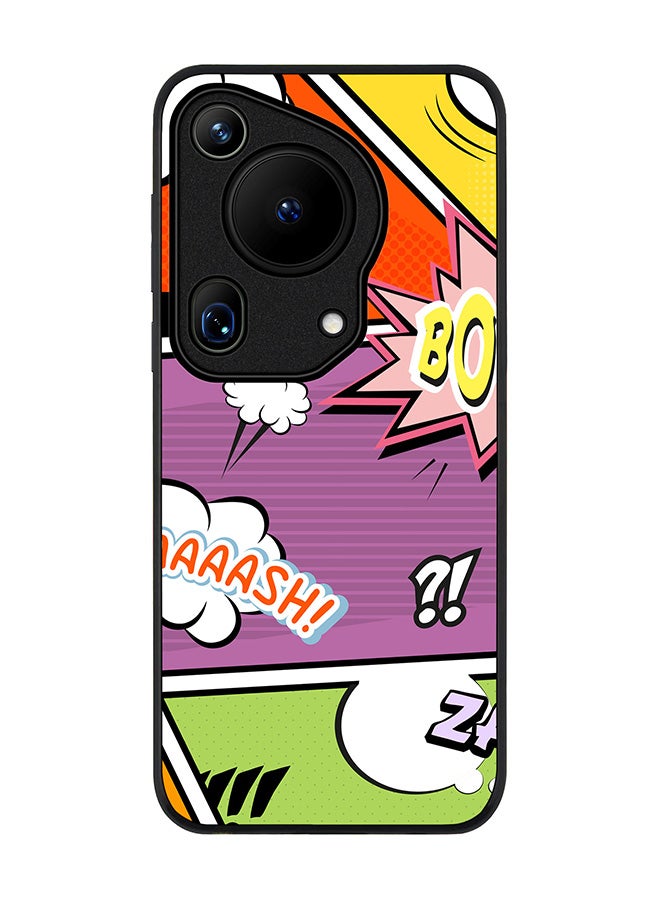 Rugged Black edge case for Huawei Pura 70 Ultra, Slim fit Soft Case Flexible Rubber Edges Anti Drop TPU Gel Thin Cover -  Comic Strip