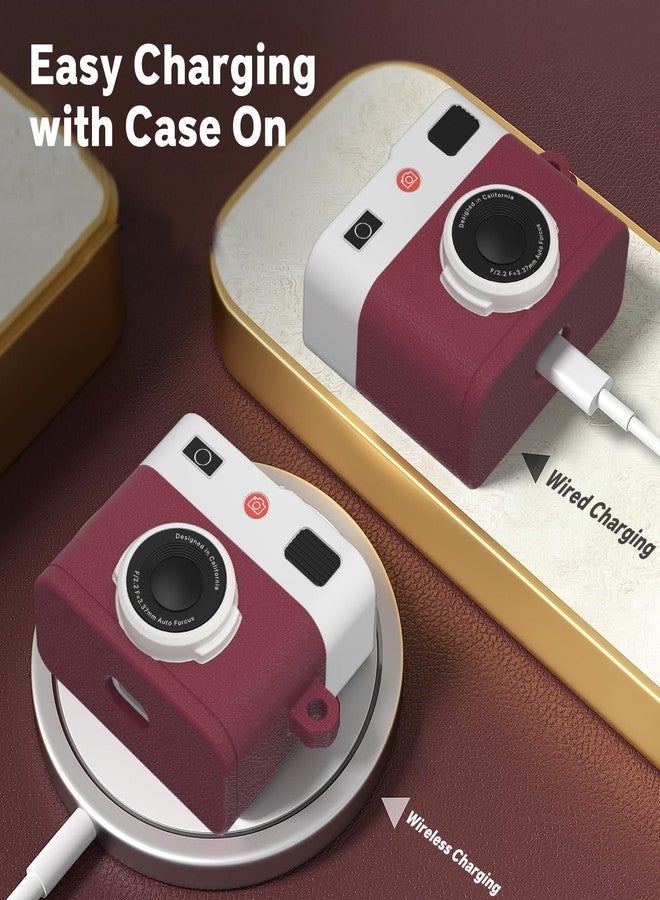 Valkit Compatible Airpods 3rd Generation Case Cover with Cleaner Kit, Cute Camera Design Airpods 3 Gen Case 2021 with Keychain Shockproof Soft Silicone Protective Case for Airpod 3rd Gen Charging Case - Image 4