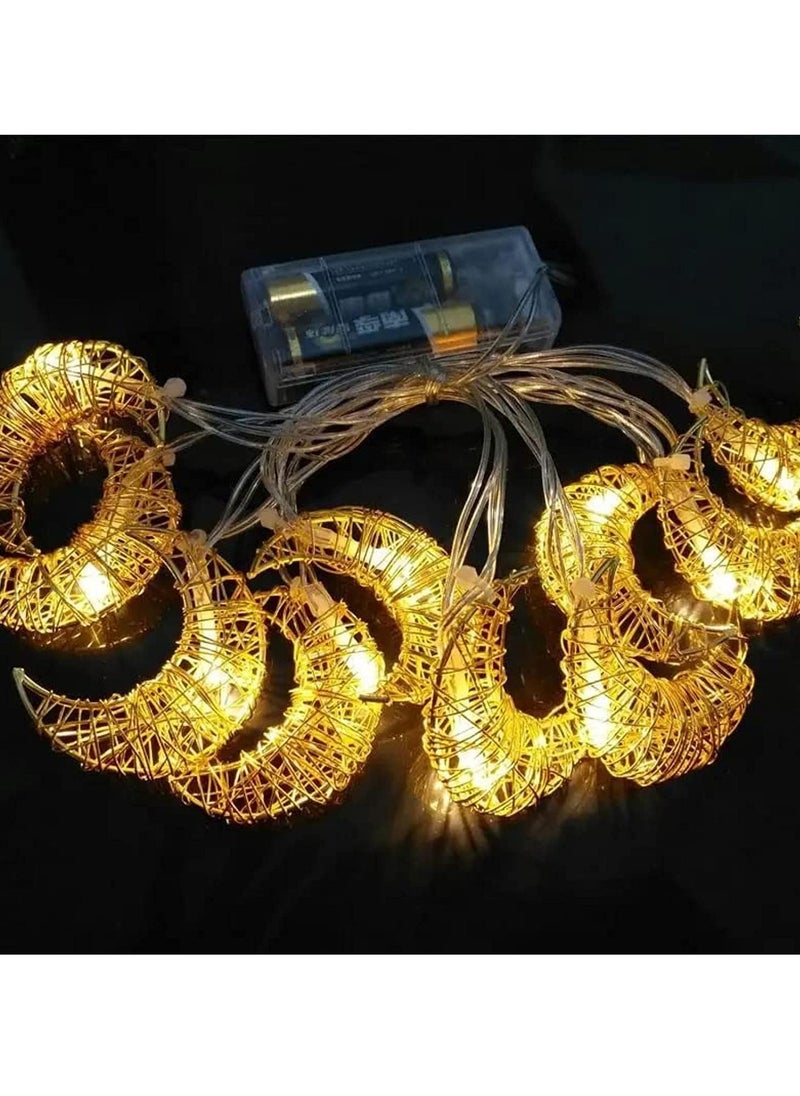 Home Care 1pc Classic Metal 10 LED Moon String Lights, Battery Powered (No Battery Included), White Decorative Lighting for Indoor, Party, Wedding, Camping, Bedroom  - Image 5