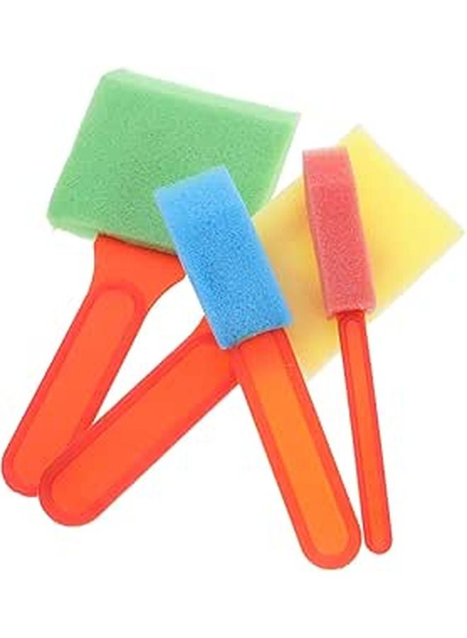 Kids Washable Foam Paint Brushes Set of 4 Sponge Brushes for Watercolor Art and Crafts - Image 1