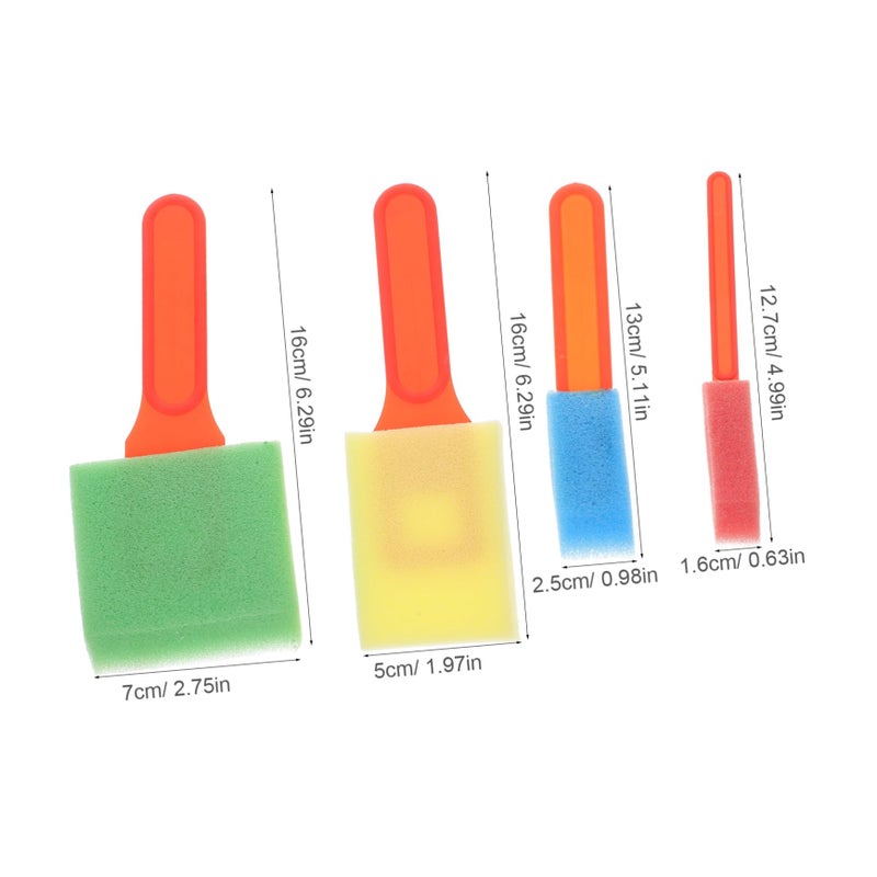 Kids Washable Foam Paint Brushes Set of 4 Sponge Brushes for Watercolor Art and Crafts - Image 3
