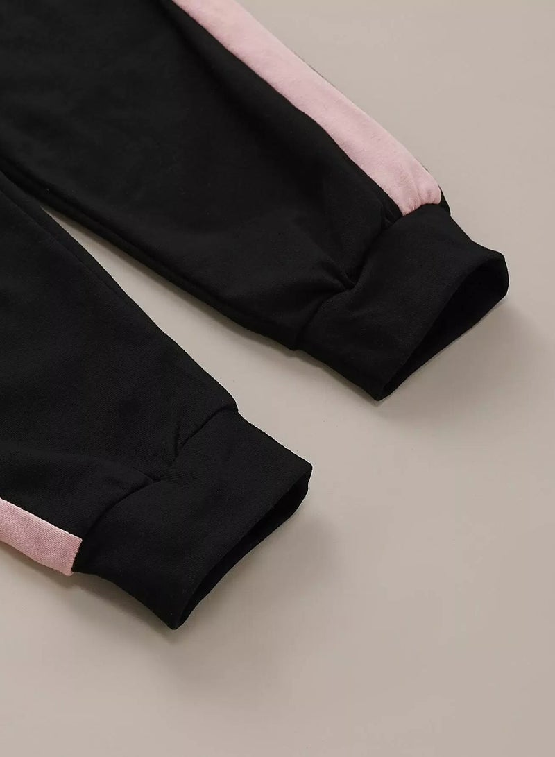 Toddler Girls Cut And Sew Half Zipper Tracksuit Set - Image 4
