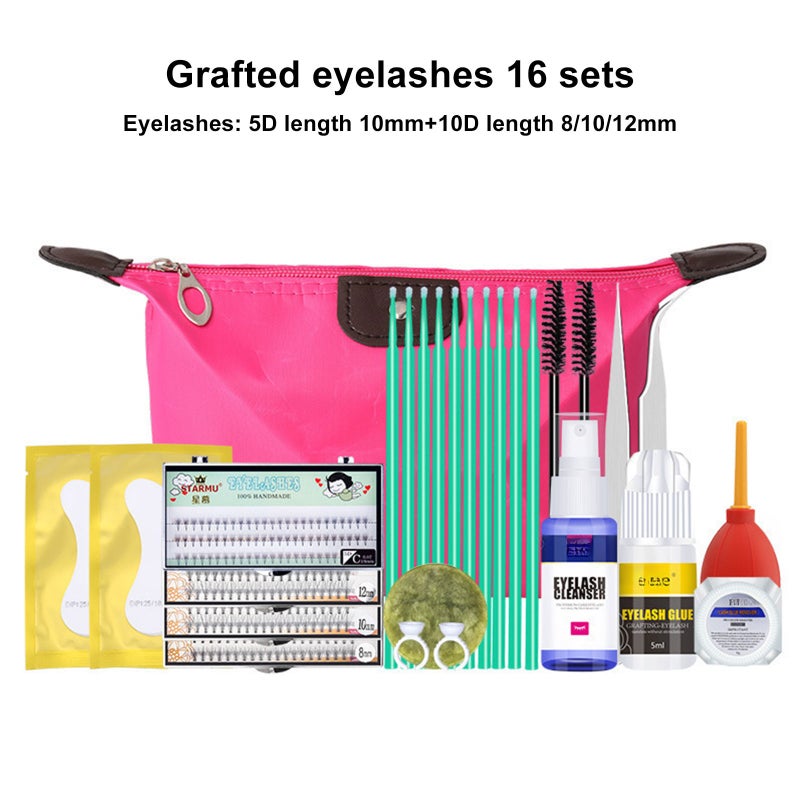 Eyelash Extension Practice Kits , DIY Lashes Training Kits Eyelash Extension Kit with Professional Makeup Tools 16pcs - Image 1