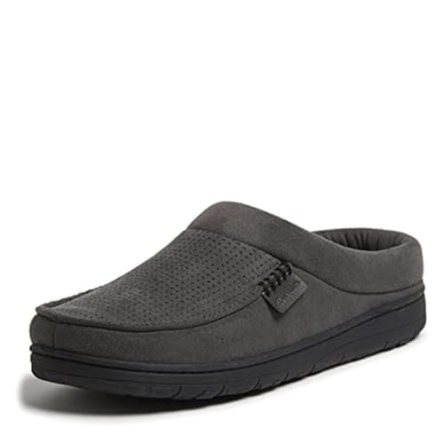 Dearfoams Men's Brendan Microfiber Suede Clog Slipper, Pavement (Perforated), Medium Wide - Image 5