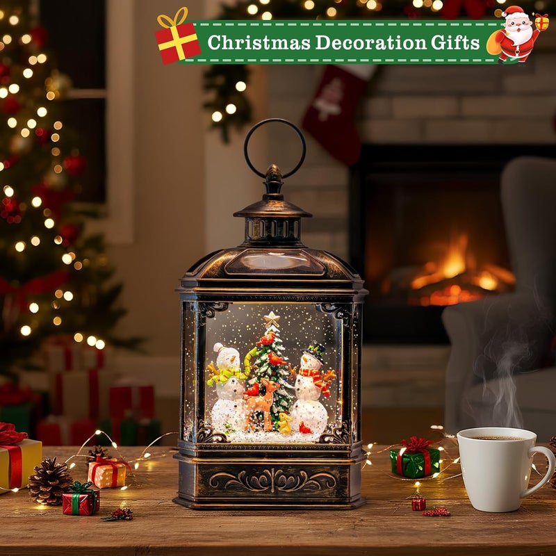 ZQQLITE Christmas Snow Globes Lantern Christmas Snow Globe with Music Snowman and Christmas Tree,6H Timer,USB Lined/Battery Operated Lighted Lantern for Christmas Festival Decoration Gifts - Image 5
