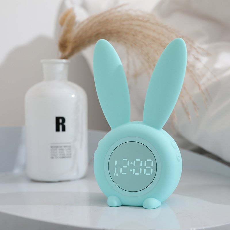 Cute Rabbit Timed Alarm Clock Usb Charging Desktop Ornament Led Clock Lamp Children And Students Cartoon Cute Electronic Alarm Clock - Image 5