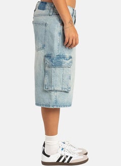 يونيكي Blue Regular Fit Low-Rise Cargo Styles Shorts  - Image 2
