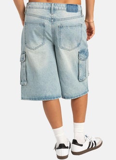 يونيكي Blue Regular Fit Low-Rise Cargo Styles Shorts  - Image 3