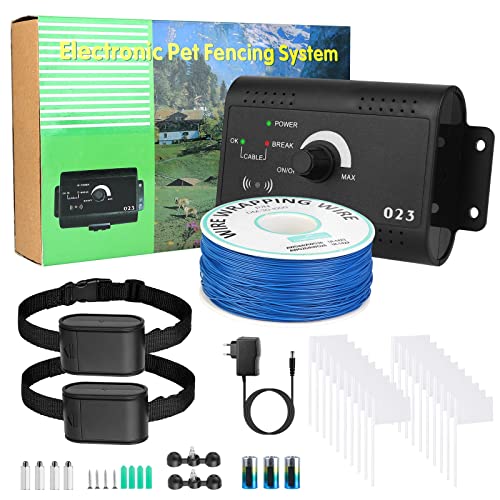 KOCASO Electric Dog Fence System Covers up to 12 Acre for Dogs Over 4 lb 2 Ajustable Waterproof Collar with 984 Feet WireSuitable for Small Medium Large Dogs Black 2 with 2 Collars - Image 1