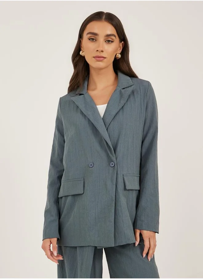 Styli Styli Notch Lapel Oversized Regular Length Double Breasted Blazer