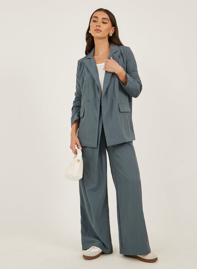 ستايلي بليزر ستايلي بياقة مشقوقة، مقاس واسع، طول عادي، مزدوج الصدر - Image 3