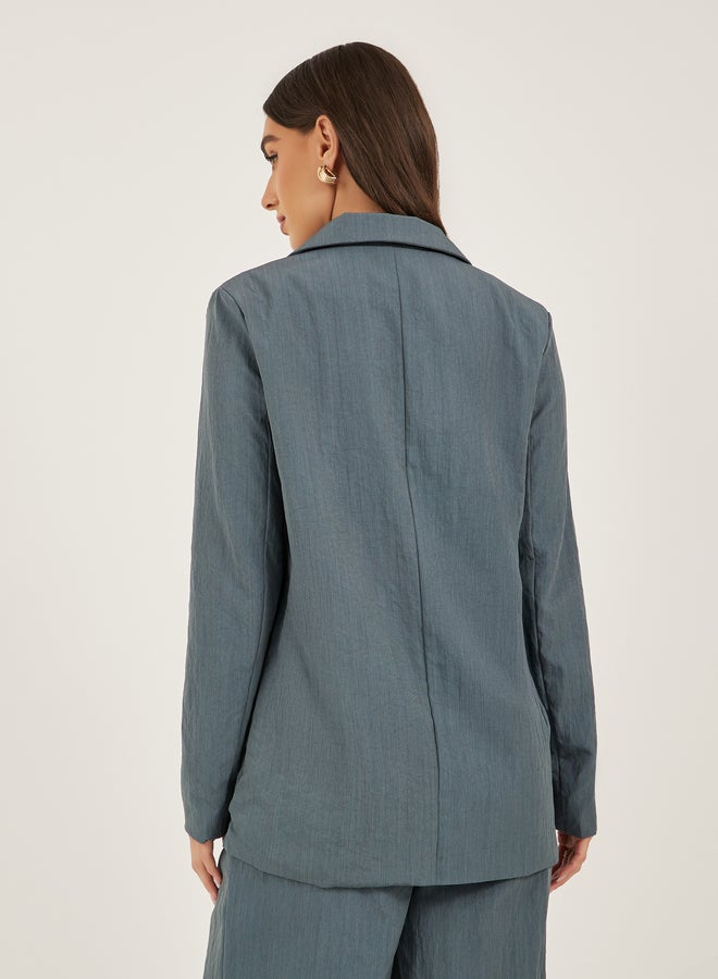 ستايلي بليزر ستايلي بياقة مشقوقة، مقاس واسع، طول عادي، مزدوج الصدر - Image 5