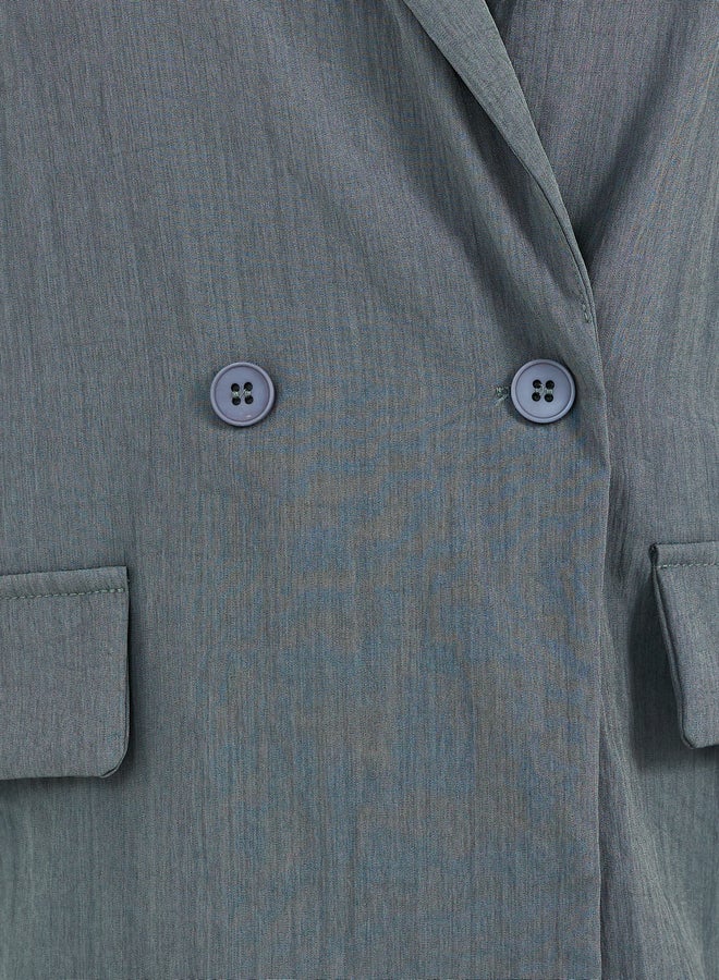 ستايلي بليزر ستايلي بياقة مشقوقة، مقاس واسع، طول عادي، مزدوج الصدر - Image 4