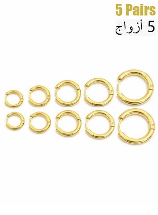 Stainless Steel Hoop Earrings Set,Medium Earrings for Women Men 8mm 10mm 12mm 14mm 16mm,5 Pairs Hoop Earrings Different Sizes Endless Hinged Stainless Steel Hoops for Multiple Piercings - pzsku/Z6EEFC1806C29EAB6A6F2Z/45/_/1721466906/faf050ff-019a-4bb6-ba60-458192dfa6fd