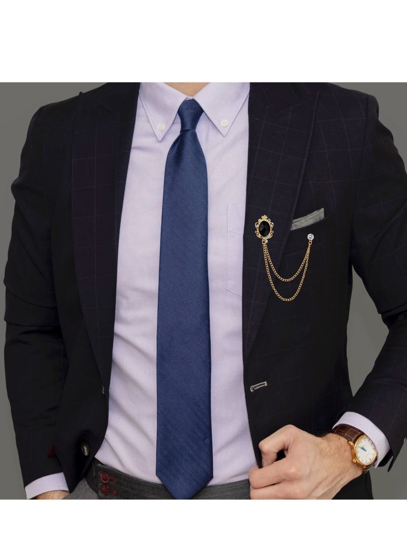 Generic - Brooch Lapel Pin Chain for Men Collar Pins Badge Hanging Chains for Shirts Gem Tie Pins for Women Men Suit Accessories (4 Pcs) - Image 1
