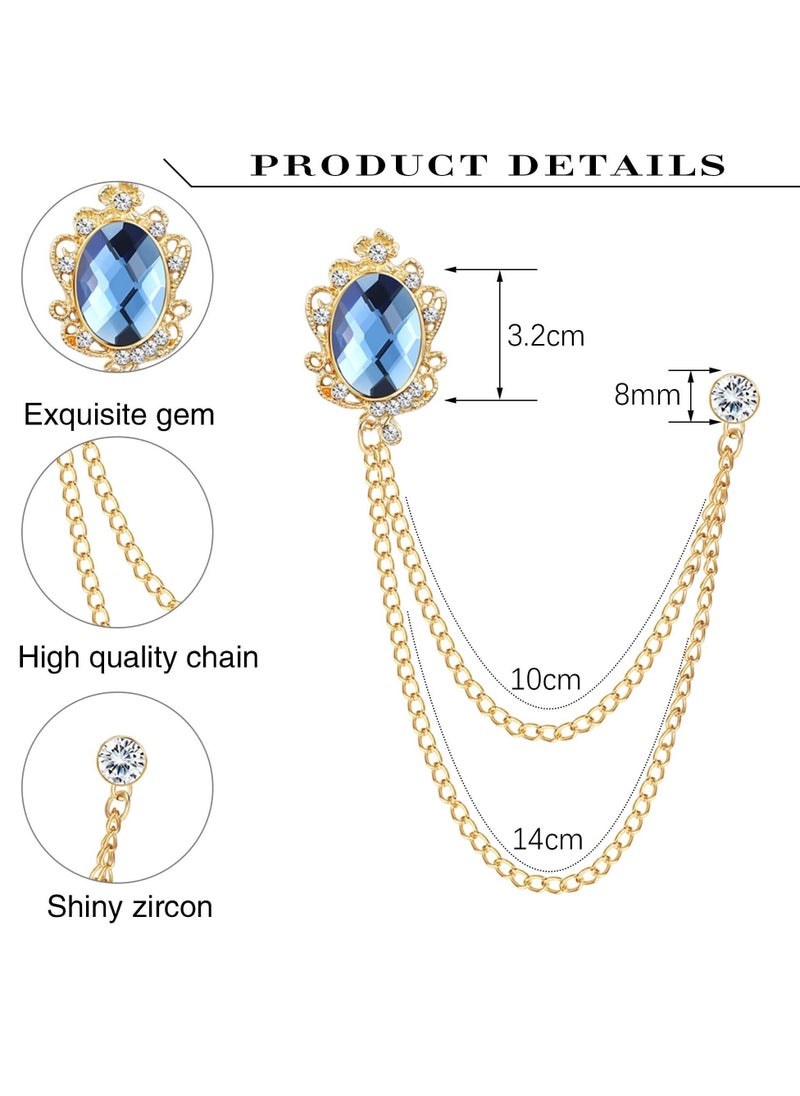 Generic - Brooch Lapel Pin Chain for Men Collar Pins Badge Hanging Chains for Shirts Gem Tie Pins for Women Men Suit Accessories (4 Pcs) - Image 1