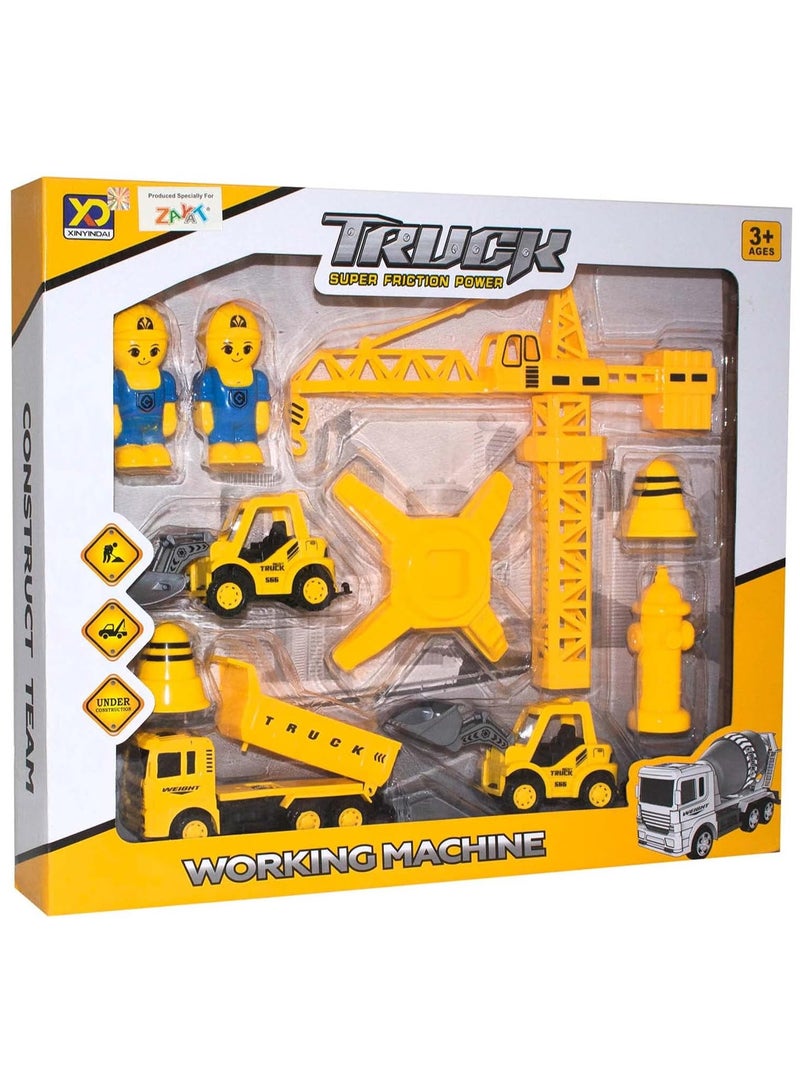 Working Machine Truck Set Toy For Kids - 10 Pieces