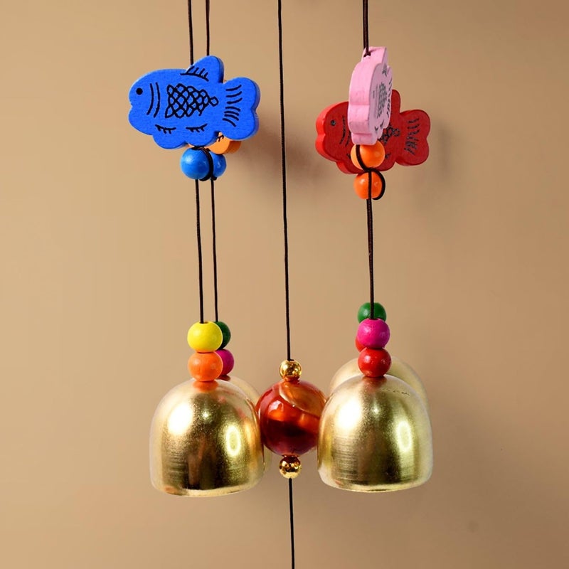 Oblivion Wooden Wind Chime for Home Décor – Colorful Bird House Hanging with 5 Metal Bells | Feng Shui & Vastu Showpiece for Positive Energy | Balcony, Living Room & Diwali Gift Decoration (2 pcs) - Image 5
