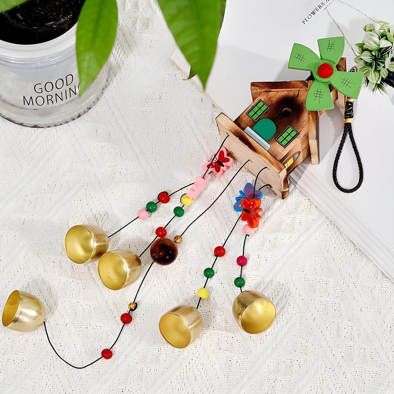 Oblivion Wooden Wind Chime for Home Décor – Colorful Bird House Hanging with 5 Metal Bells | Feng Shui & Vastu Showpiece for Positive Energy | Balcony, Living Room & Diwali Gift Decoration (2 pcs) - Image 4