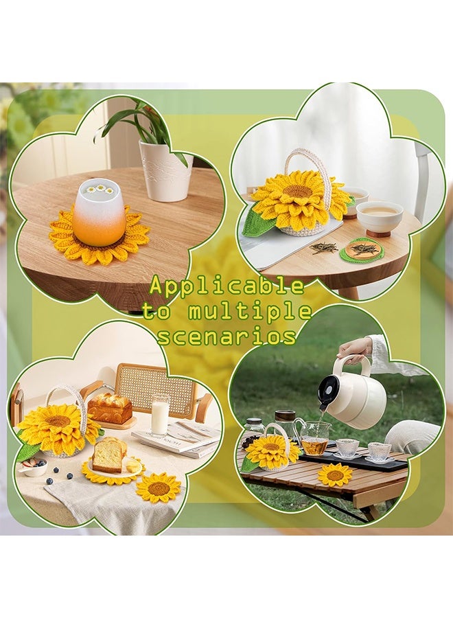 Lemon Crochet Kit for Beginners, 5 Pcs Coasters Plant Pot Crochet Start Kit for Adults, Complete Knitting Crochet Supplies with Step-by-Step Instruction, Crochet Hooks, Yarn for DIY Craft Supplies (Sunflower) - Image 5