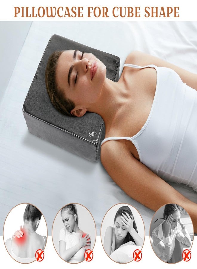 Breling 2 Pcs 12"x12"x5.5" Satin Pillowcase for Cube Shape Pillow Silky Pillow Cover with Hidden Zip Smooth Pillow Cases Bulk Pillow Case Cover with Zipper, Only Pillowcase (Black) - Image 4