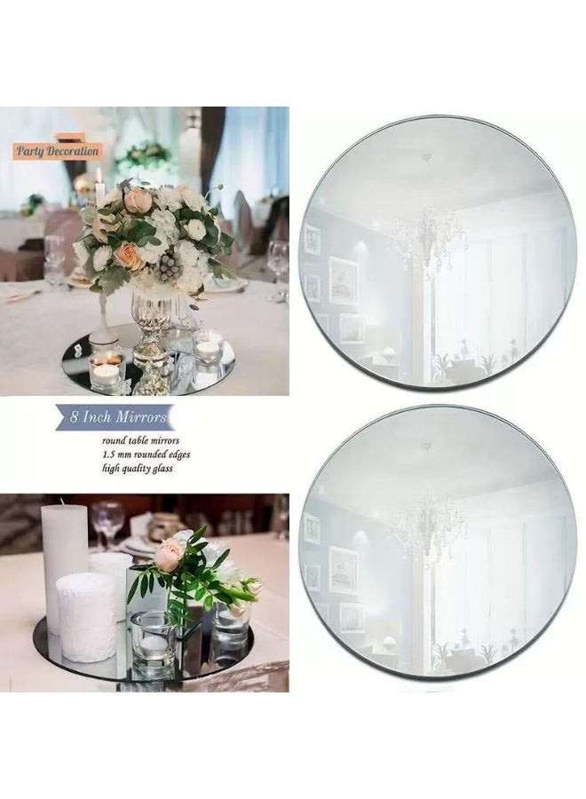 HYH Round Wedding Mirror Tray, Party Mirror Tray Wedding Tabletop Candle Decoration（2 packs） - Image 1