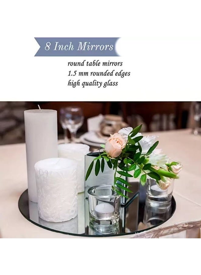 HYH Round Wedding Mirror Tray, Party Mirror Tray Wedding Tabletop Candle Decoration（2 packs） - Image 2