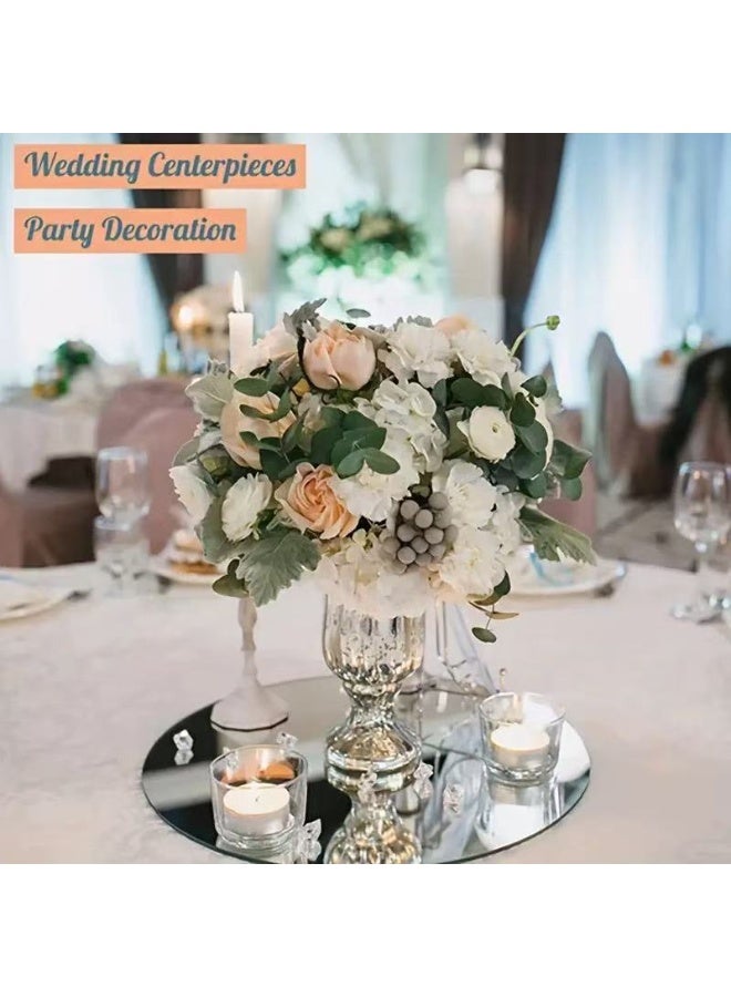 HYH Round Wedding Mirror Tray, Party Mirror Tray Wedding Tabletop Candle Decoration（2 packs） - Image 3