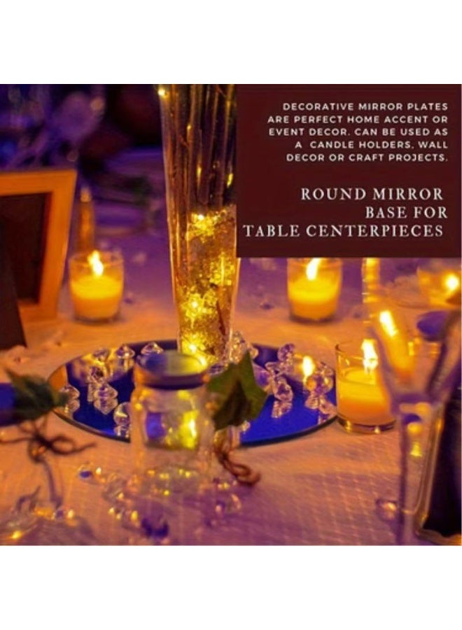 HYH Round Wedding Mirror Tray, Party Mirror Tray Wedding Tabletop Candle Decoration（2 packs） - Image 4