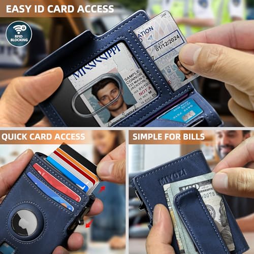 miyozi Airtag Wallet for Men,with Money Clip 10 Cards Metal Case Smart Slim Pop Up Credit Card Holder Flip with Magnetic Closure RFID Blocking Wallet with Gift Box - Image 5