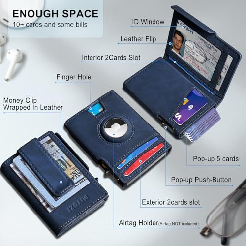 miyozi Airtag Wallet for Men,with Money Clip 10 Cards Metal Case Smart Slim Pop Up Credit Card Holder Flip with Magnetic Closure RFID Blocking Wallet with Gift Box - Image 2