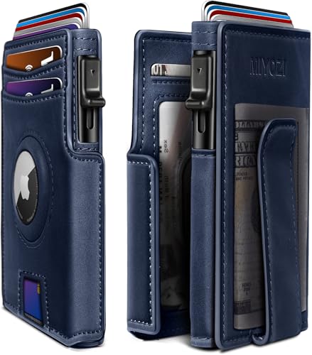 miyozi Airtag Wallet for Men,with Money Clip 10 Cards Metal Case Smart Slim Pop Up Credit Card Holder Flip with Magnetic Closure RFID Blocking Wallet with Gift Box - Image 1