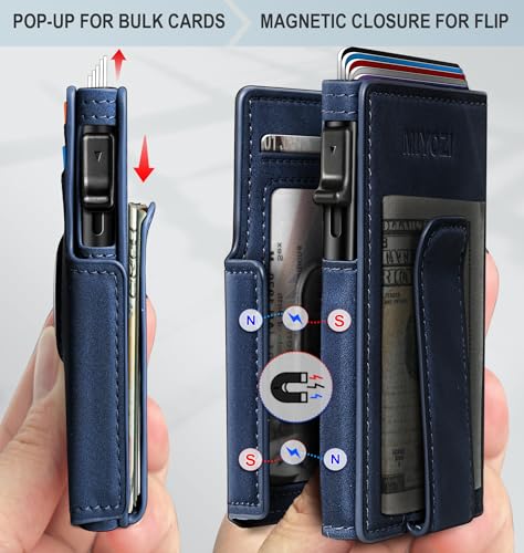 miyozi Airtag Wallet for Men,with Money Clip 10 Cards Metal Case Smart Slim Pop Up Credit Card Holder Flip with Magnetic Closure RFID Blocking Wallet with Gift Box - Image 3