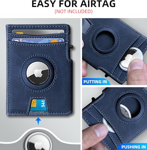 miyozi Airtag Wallet for Men,with Money Clip 10 Cards Metal Case Smart Slim Pop Up Credit Card Holder Flip with Magnetic Closure RFID Blocking Wallet with Gift Box - Image 4