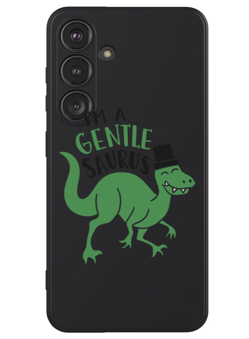 Theodor Protective Slim Fit Case Liquid Silicone Cover with Full Body Protection Anti-Scratch Shockproof Case For Samsung Galaxy S24 (Black) - I am a gentlesaurus - Image 1