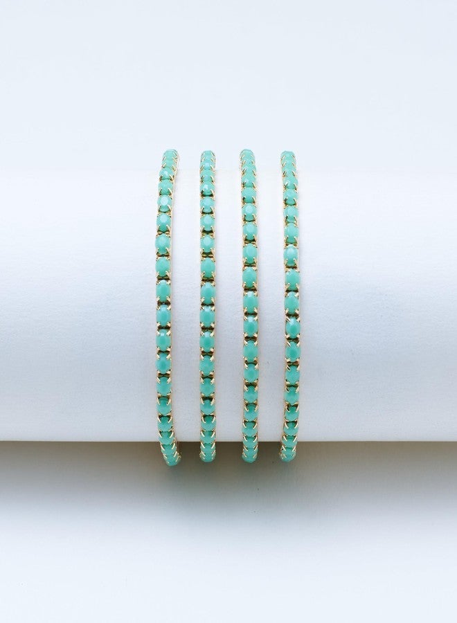 SALTY Anti Tarnish Set of 4 Seaglass Stack Bracelets for Women | Fancy Jewellery Gifts | Hand Band | Latest Fashion Accessories for Girls | Minimal Jewelry Design | Ideal for Gifting | Gift for Diwali, Christmas, Marriage, Birthday - Image 3