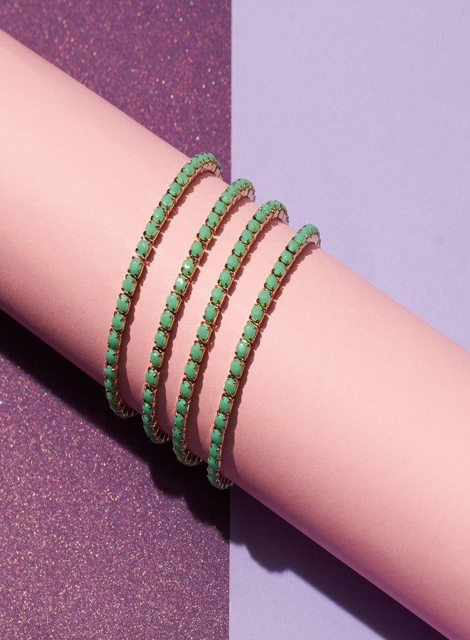SALTY Anti Tarnish Set of 4 Seaglass Stack Bracelets for Women | Fancy Jewellery Gifts | Hand Band | Latest Fashion Accessories for Girls | Minimal Jewelry Design | Ideal for Gifting | Gift for Diwali, Christmas, Marriage, Birthday - Image 4