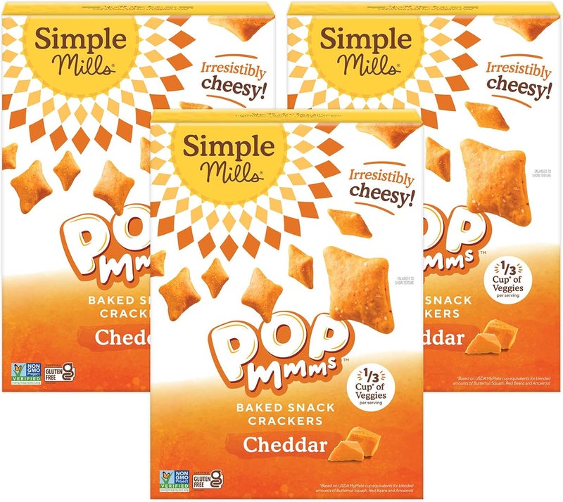 Simple Mills بسكويت سناك مملح شيدر من سيمبل ميلز، خالي من الجلوتين، 4 أونصة (عبوة من 3) - Image 1